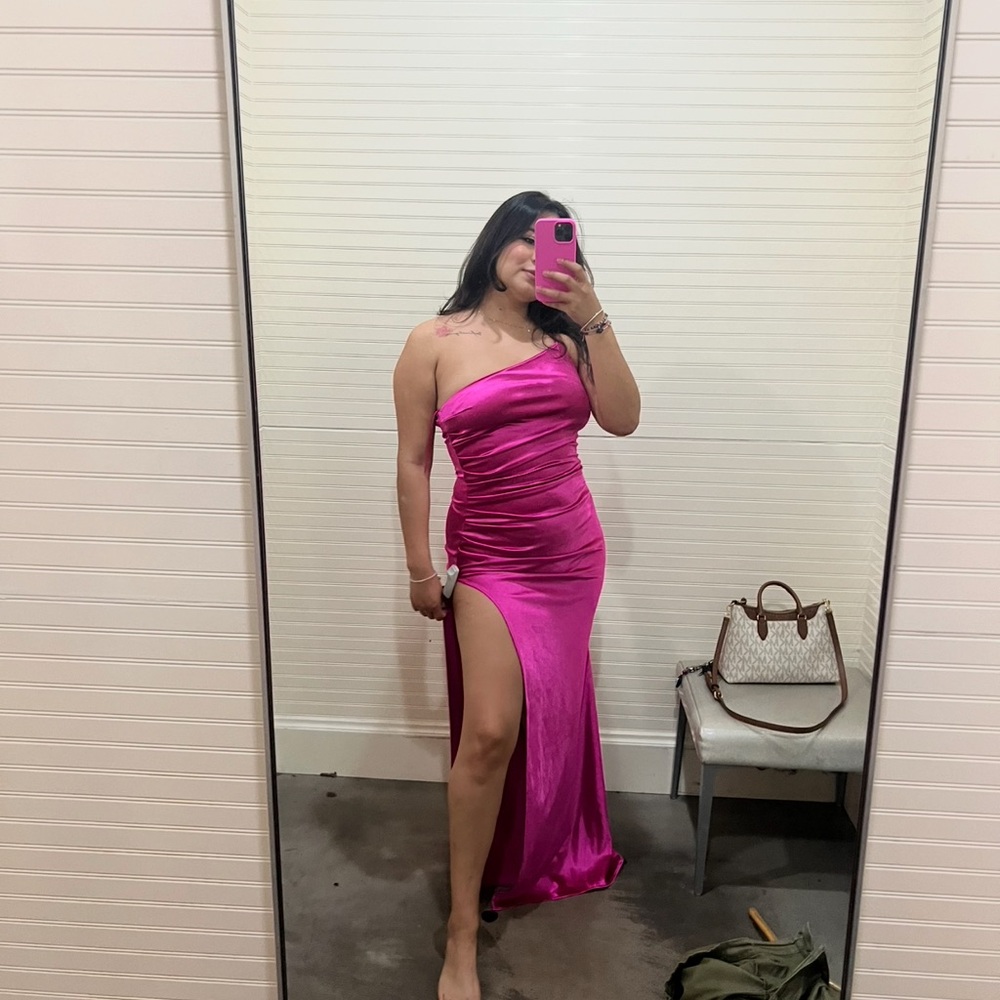 One Shoulder Pink Dress